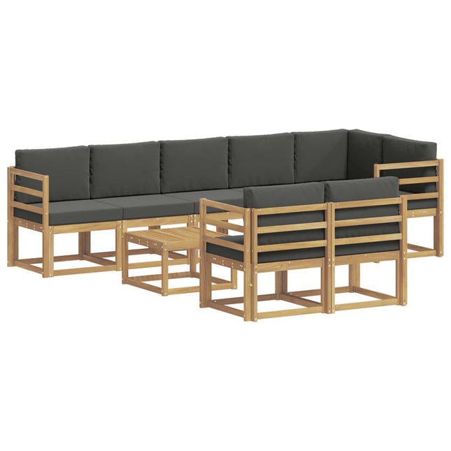 Udendørs sofagruppe med pude 9 pcs Hvid og antracit Polyester