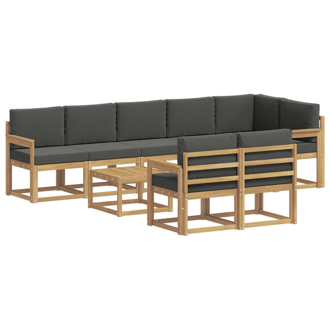 Udendørs sofagruppe med pude 9 pcs Hvid og antracit Polyester