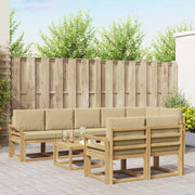 Udendørs sofagruppe med pude 9 pcs Hvid og Beige Polyester