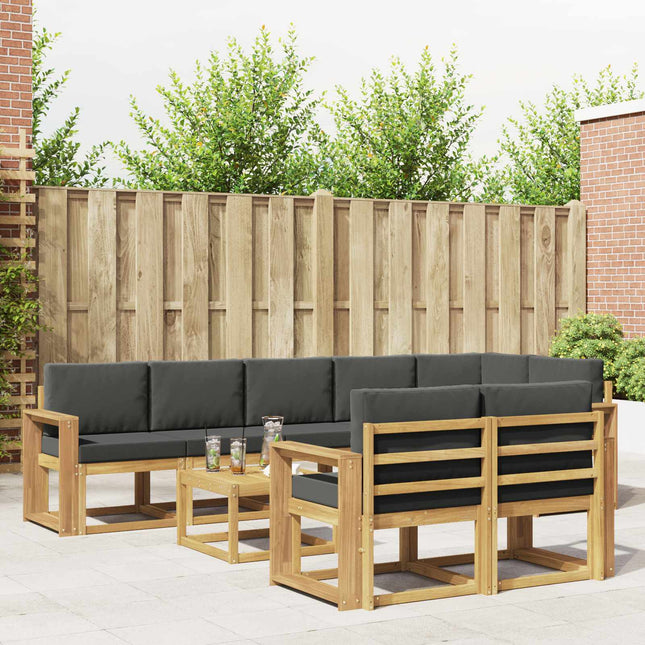 Udendørs sofagruppe med pude 9 pcs Hvid og antracit Polyester