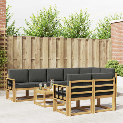 Udendørs sofagruppe med pude 9 pcs Hvid og antracit Polyester