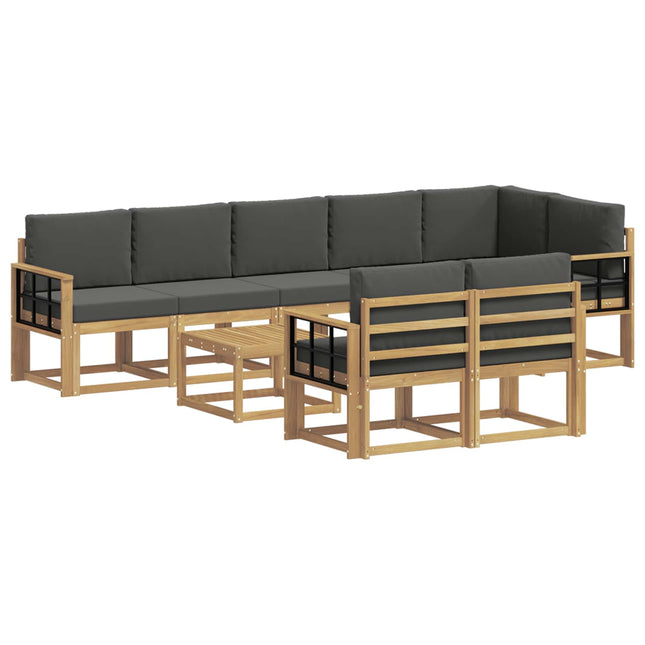 Udendørs sofagruppe med pude 9 pcs Hvid og antracit Polyester
