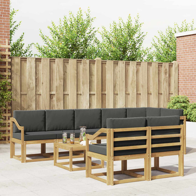 Udendørs sofagruppe med pude 9 pcs Hvid og antracit Polyester