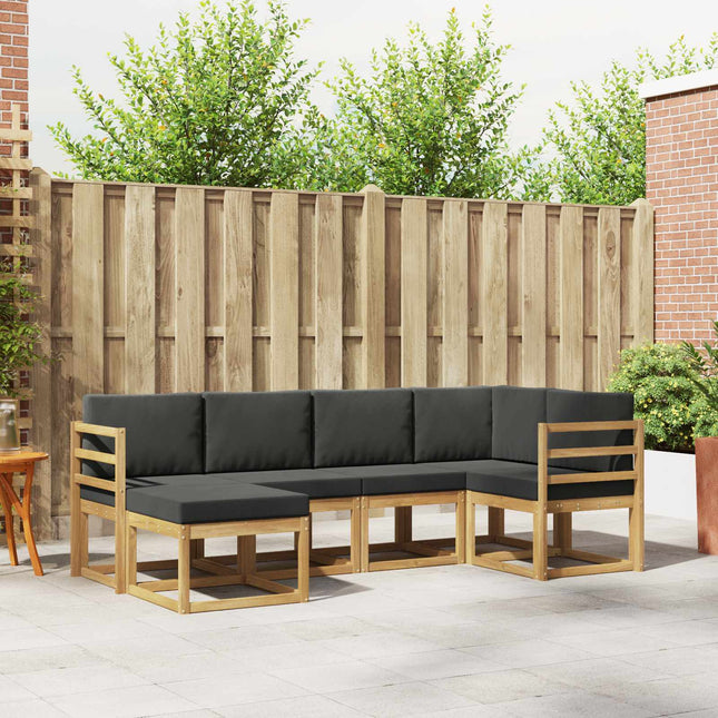 Udendørs sofagruppe med pude 6 pcs Hvid og antracit Polyester