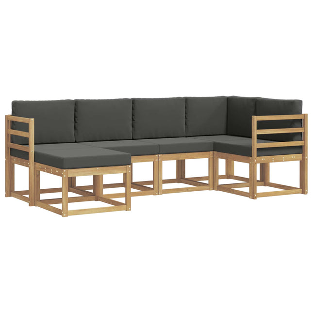 Udendørs sofagruppe med pude 6 pcs Hvid og antracit Polyester