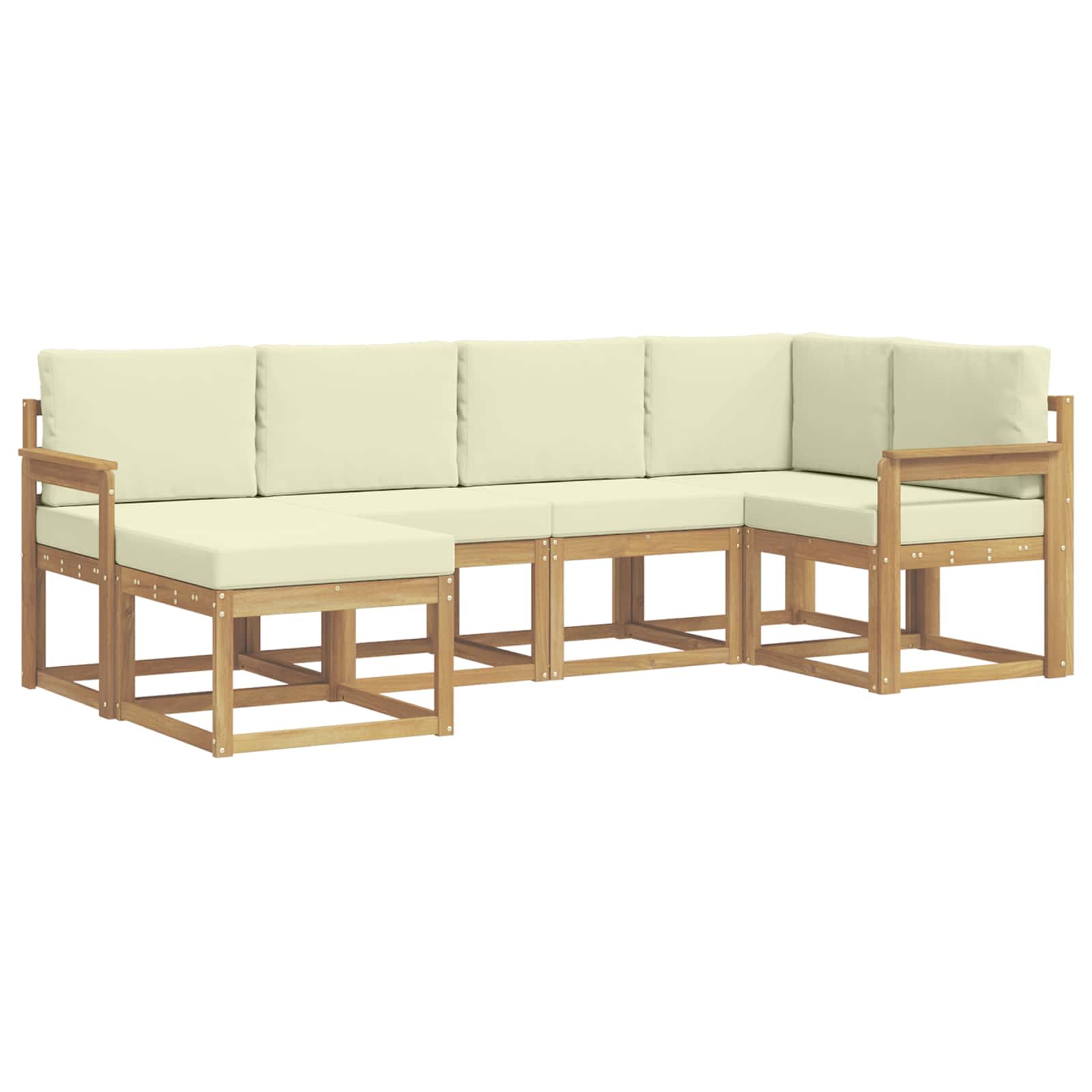 Udendørs sofagruppe 6 pcs Hvid og cremefarvet Polyester