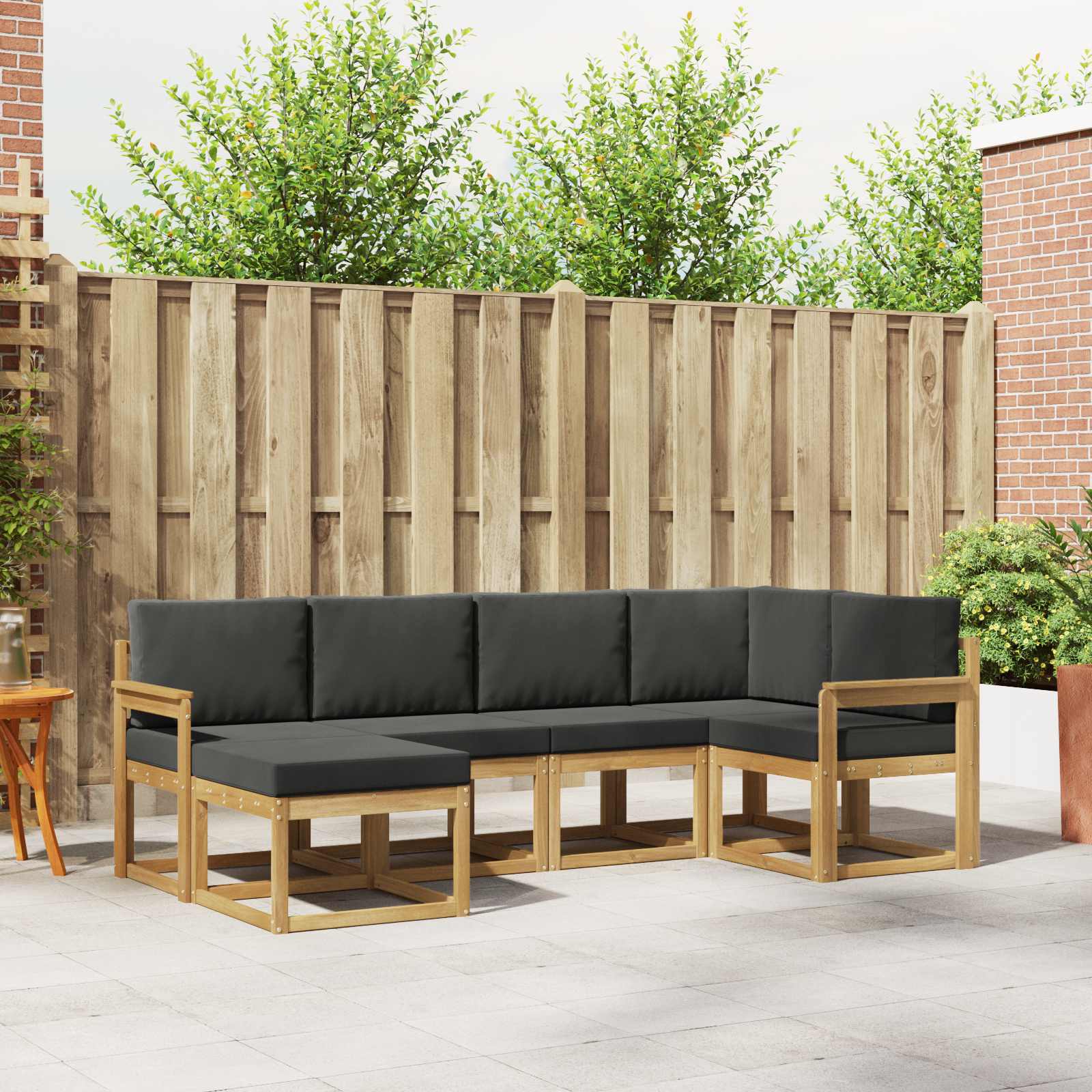 Udendørs sofagruppe med pude 6 pcs Hvid og antracit Polyester