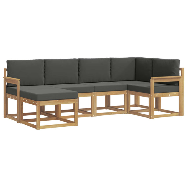 Udendørs sofagruppe med pude 6 pcs Hvid og antracit Polyester