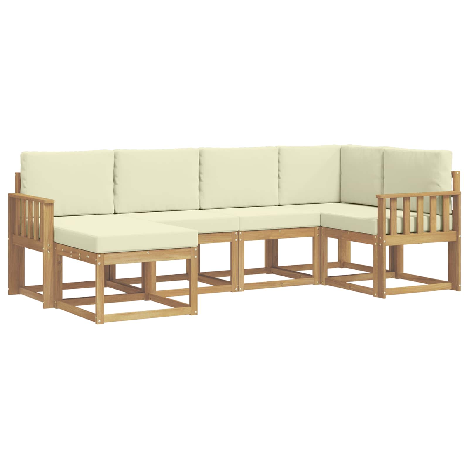 Udendørs sofagruppe 6 pcs Hvid og cremefarvet Polyester