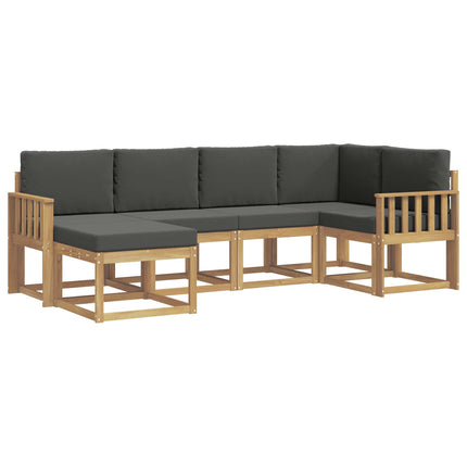Udendørs sofagruppe med pude 6 pcs Hvid og antracit Polyester