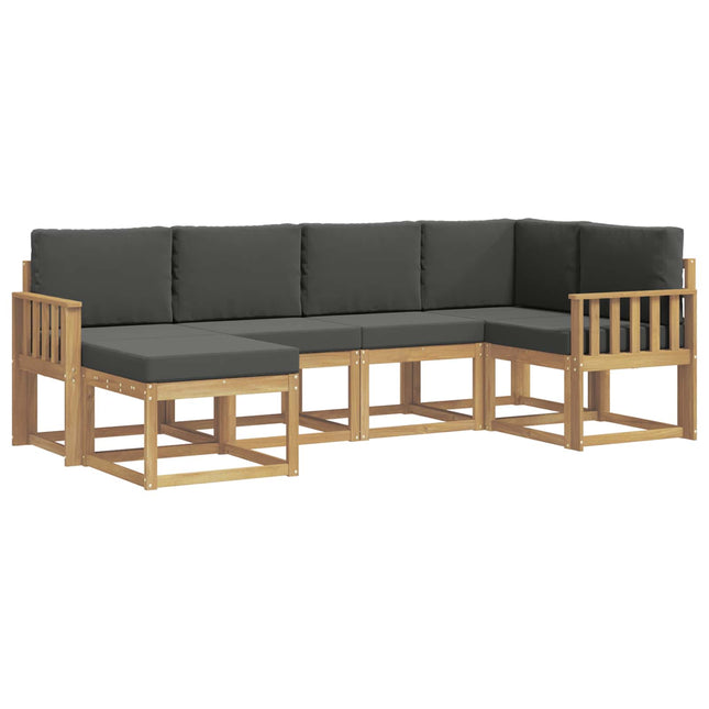 Udendørs sofagruppe med pude 6 pcs Hvid og antracit Polyester