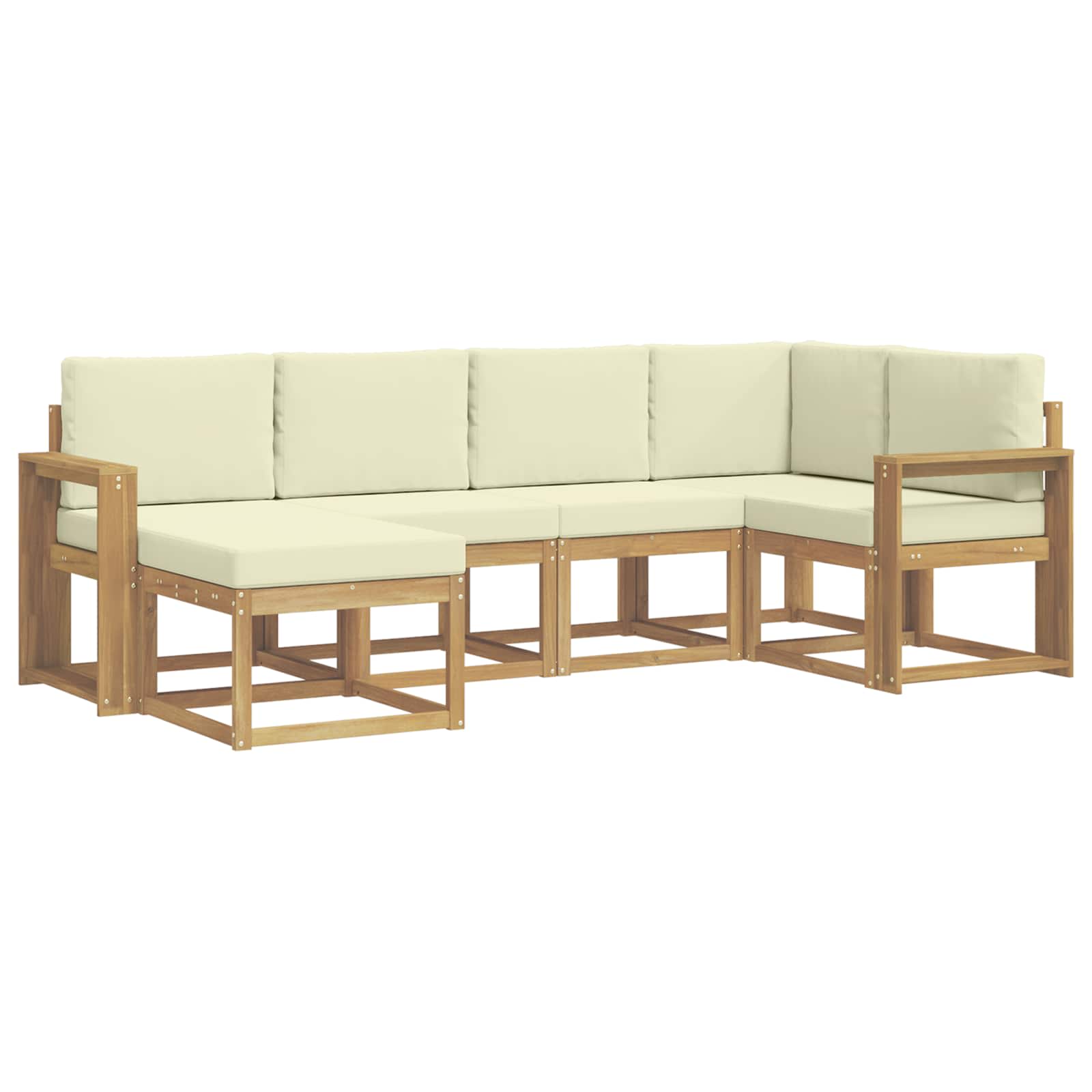 Udendørs sofagruppe 6 pcs Hvid og cremefarvet Polyester