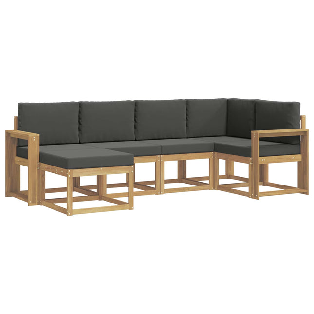 Udendørs sofagruppe med pude 6 pcs Hvid og antracit Polyester