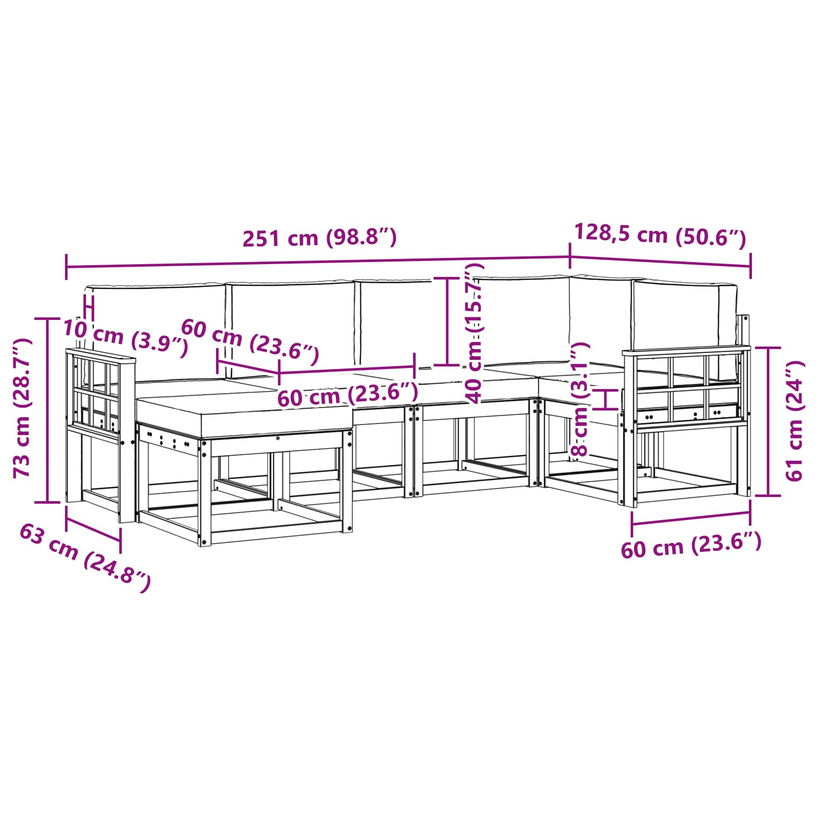 Udendørs sofagruppe 6 pcs Hvid og cremefarvet Polyester