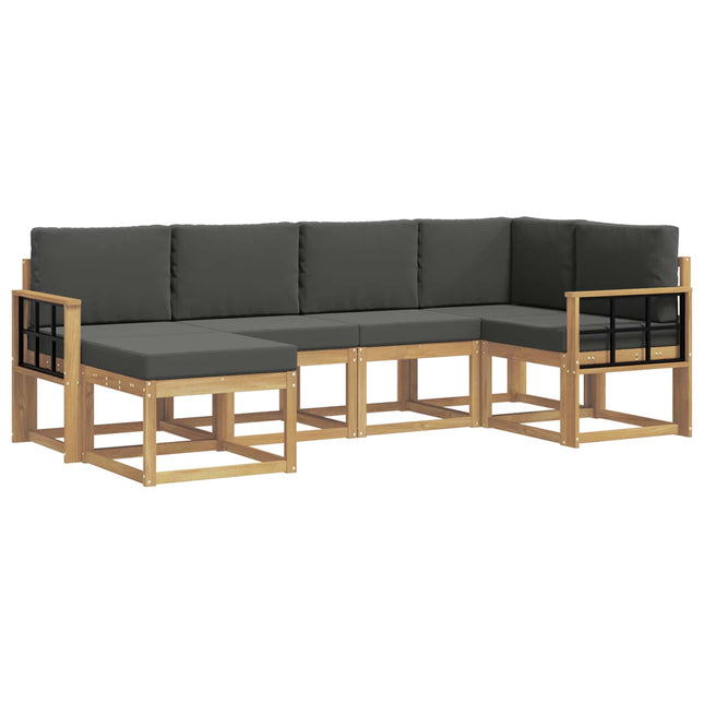 Udendørs sofagruppe med pude 6 pcs Hvid og antracit Polyester