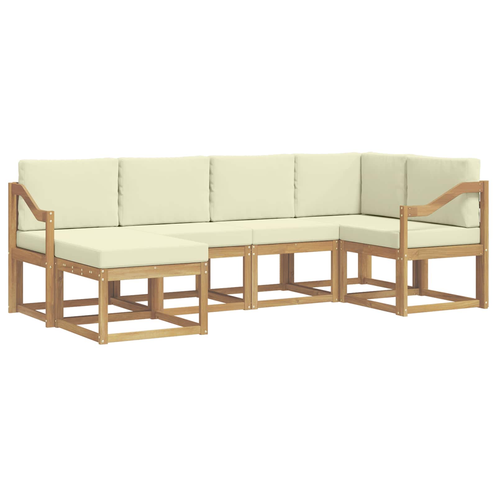 Udendørs sofagruppe 6 pcs Hvid og cremefarvet Polyester