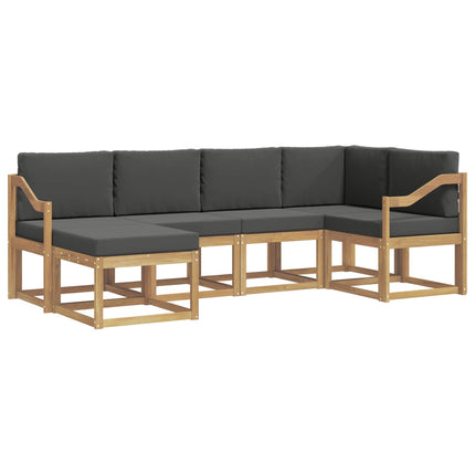 Udendørs sofagruppe med pude 6 pcs Hvid og antracit Polyester