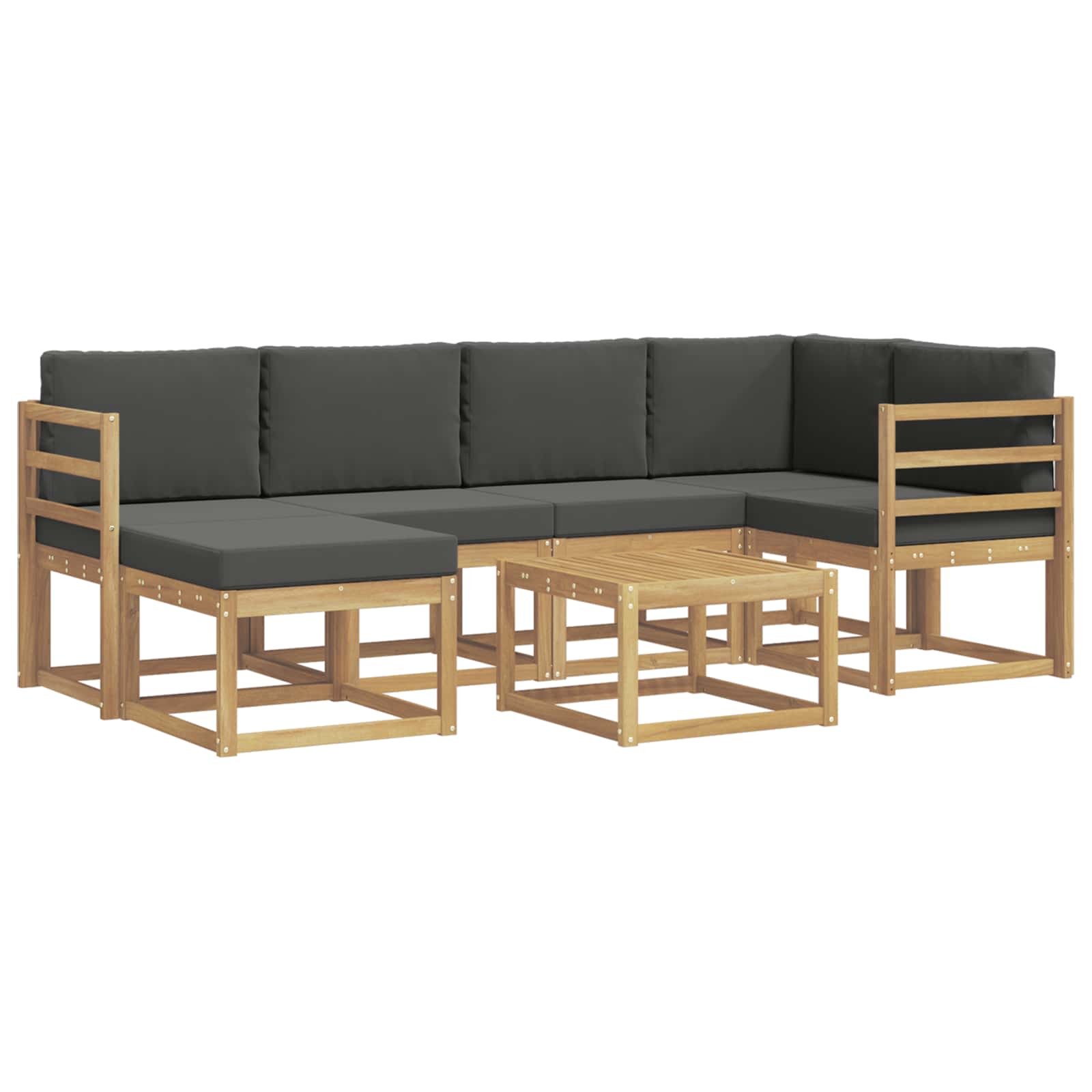 Udendørs sofagruppe 7 pcs Hvid og antracit Massivt Akacietræ
