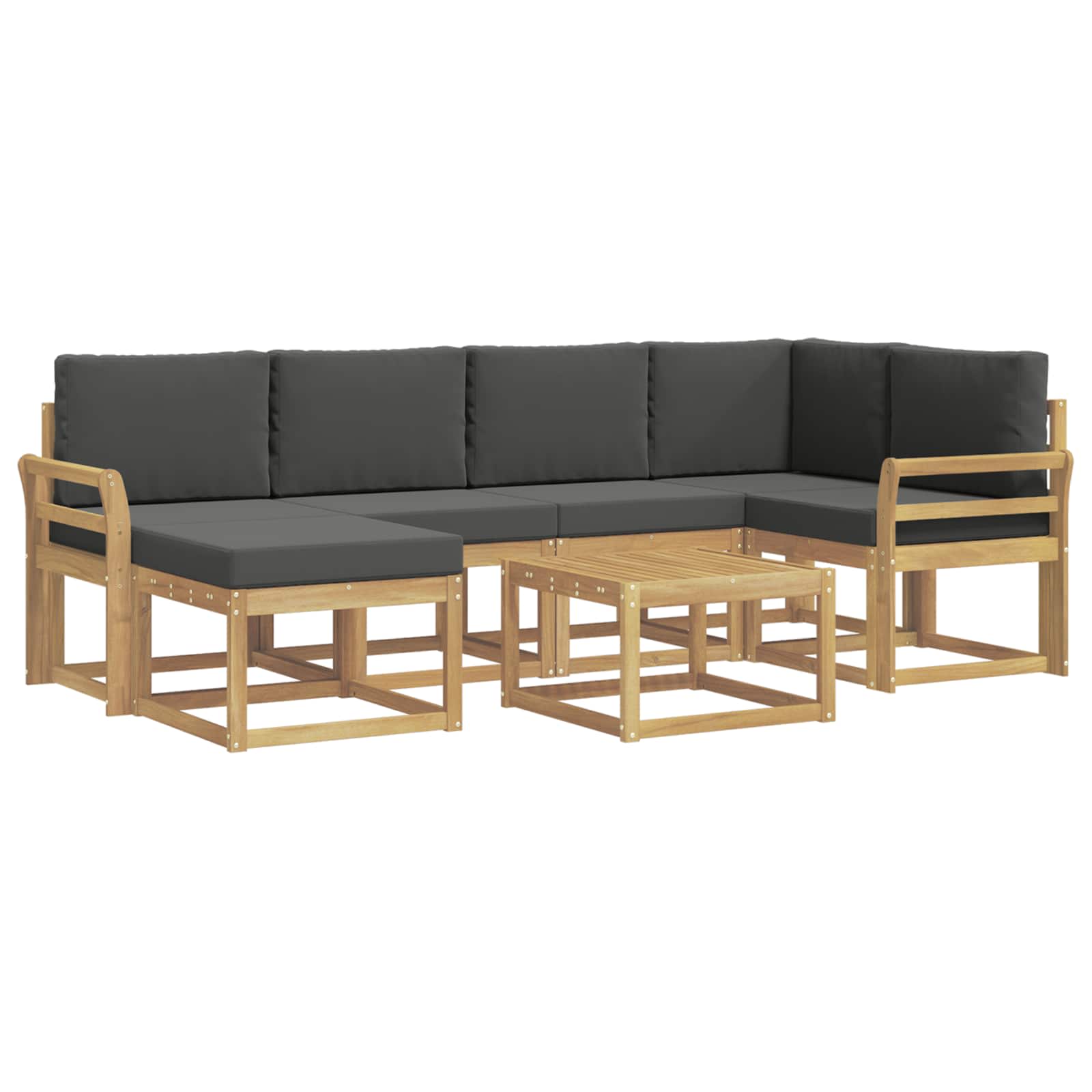 Udendørs sofagruppe 7 pcs Hvid og antracit Massivt Akacietræ