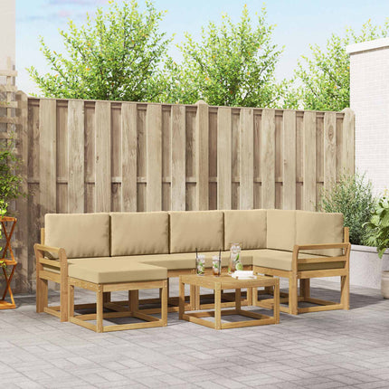 Udendørs sofagruppe 7 pcs Hvid og Beige Massivt Akacietræ