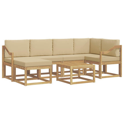 Udendørs sofagruppe 7 pcs Hvid og Beige Massivt Akacietræ