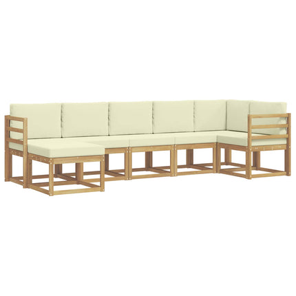 Udendørs sofagruppe 7 pcs Hvid og cremefarvet Polyester
