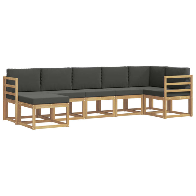 Udendørs sofagruppe med pude 7 pcs Hvid og antracit Polyester