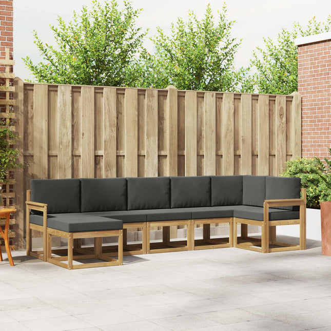 Udendørs sofagruppe med pude 7 pcs Hvid og antracit Polyester