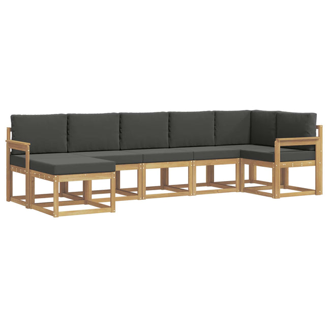 Udendørs sofagruppe med pude 7 pcs Hvid og antracit Polyester