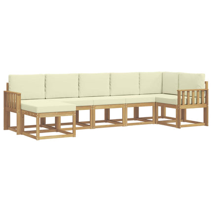 Udendørs sofagruppe 7 pcs Hvid og cremefarvet Polyester