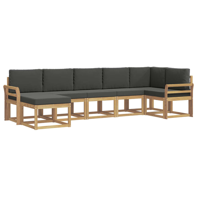 Udendørs sofagruppe med pude 7 pcs Hvid og antracit Polyester