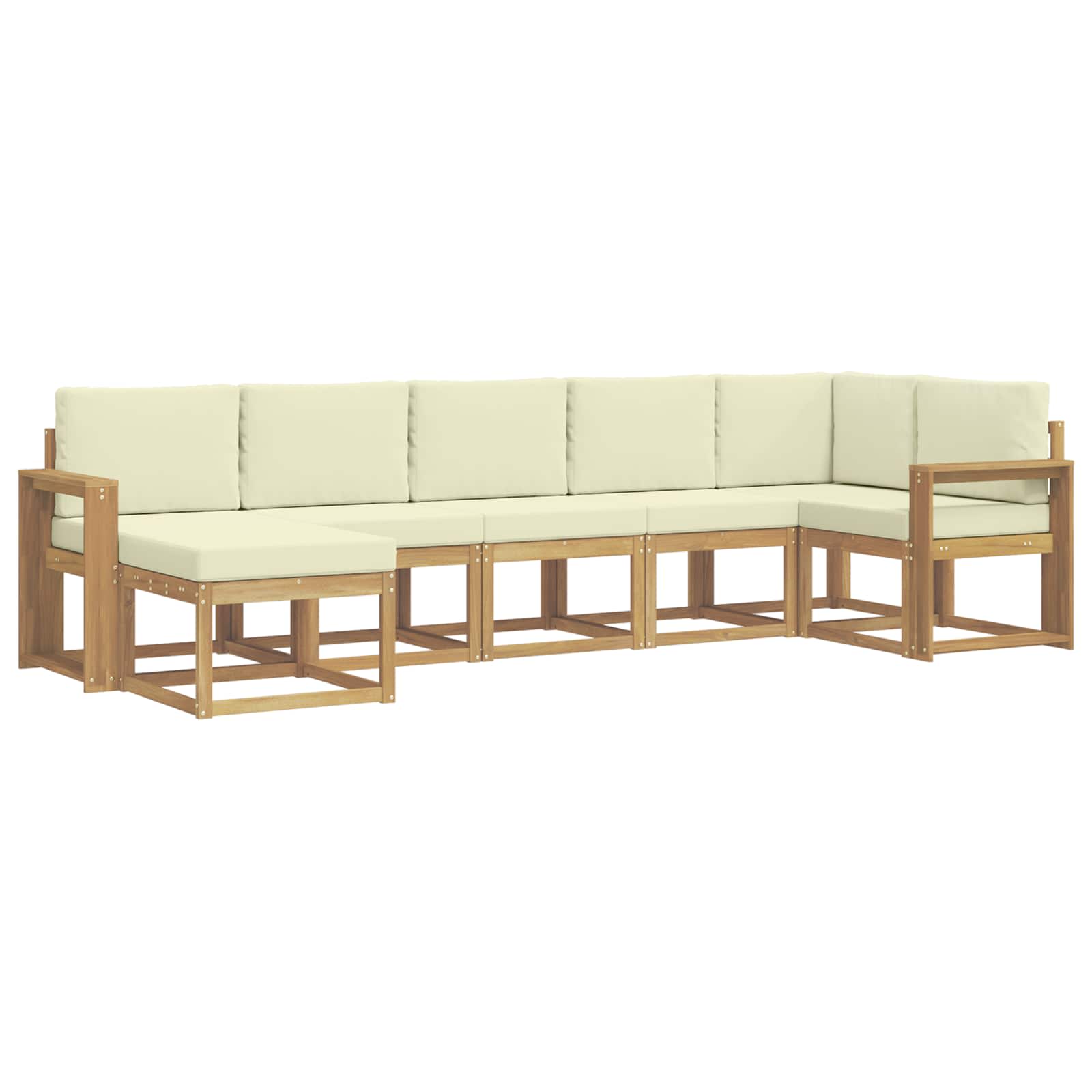 Udendørs sofagruppe 7 pcs Hvid og cremefarvet Polyester