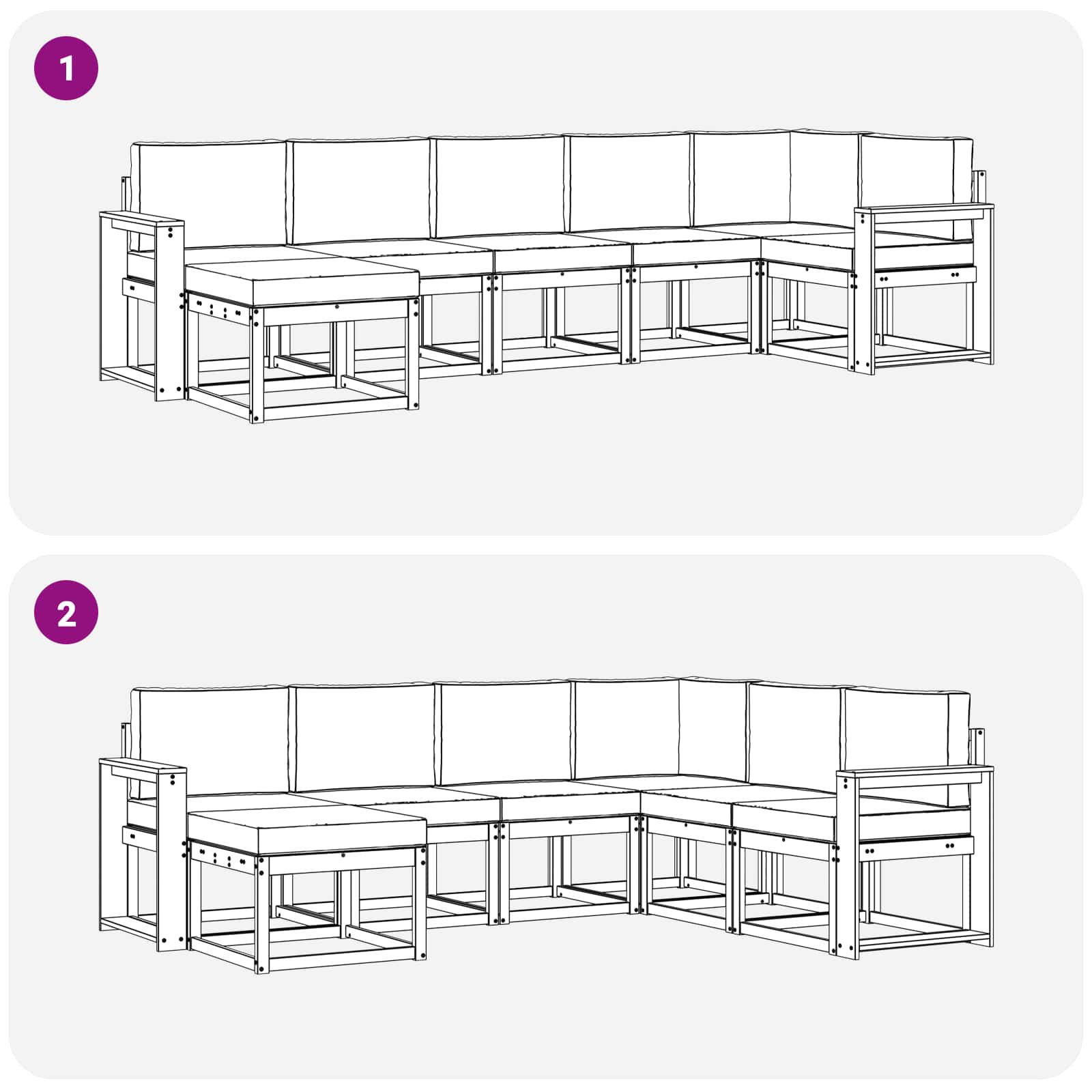 Udendørs sofagruppe 7 pcs Hvid og cremefarvet Polyester