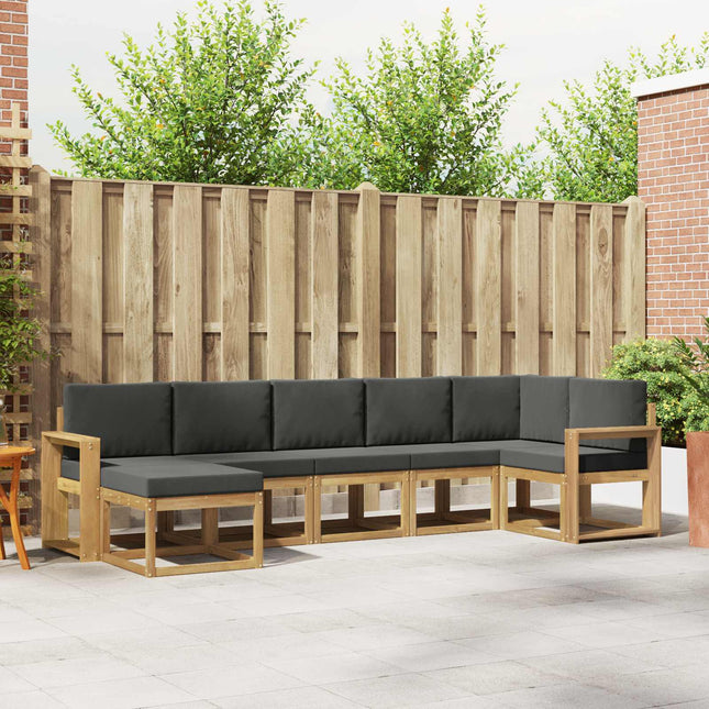 Udendørs sofagruppe med pude 7 pcs Hvid og antracit Polyester