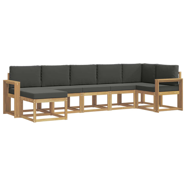 Udendørs sofagruppe med pude 7 pcs Hvid og antracit Polyester