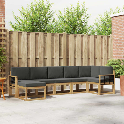 Udendørs sofagruppe med pude 7 pcs Hvid og antracit Polyester