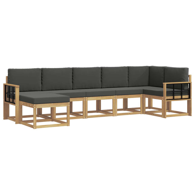 Udendørs sofagruppe med pude 7 pcs Hvid og antracit Polyester