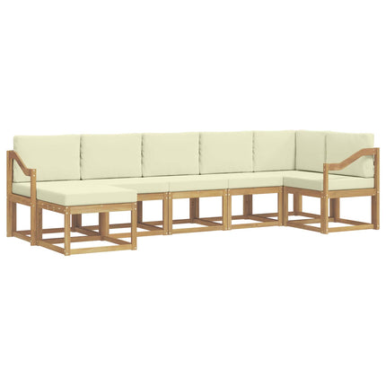 Udendørs sofagruppe 7 pcs Hvid og cremefarvet Polyester