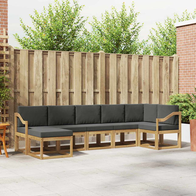 Udendørs sofagruppe med pude 7 pcs Hvid og antracit Polyester