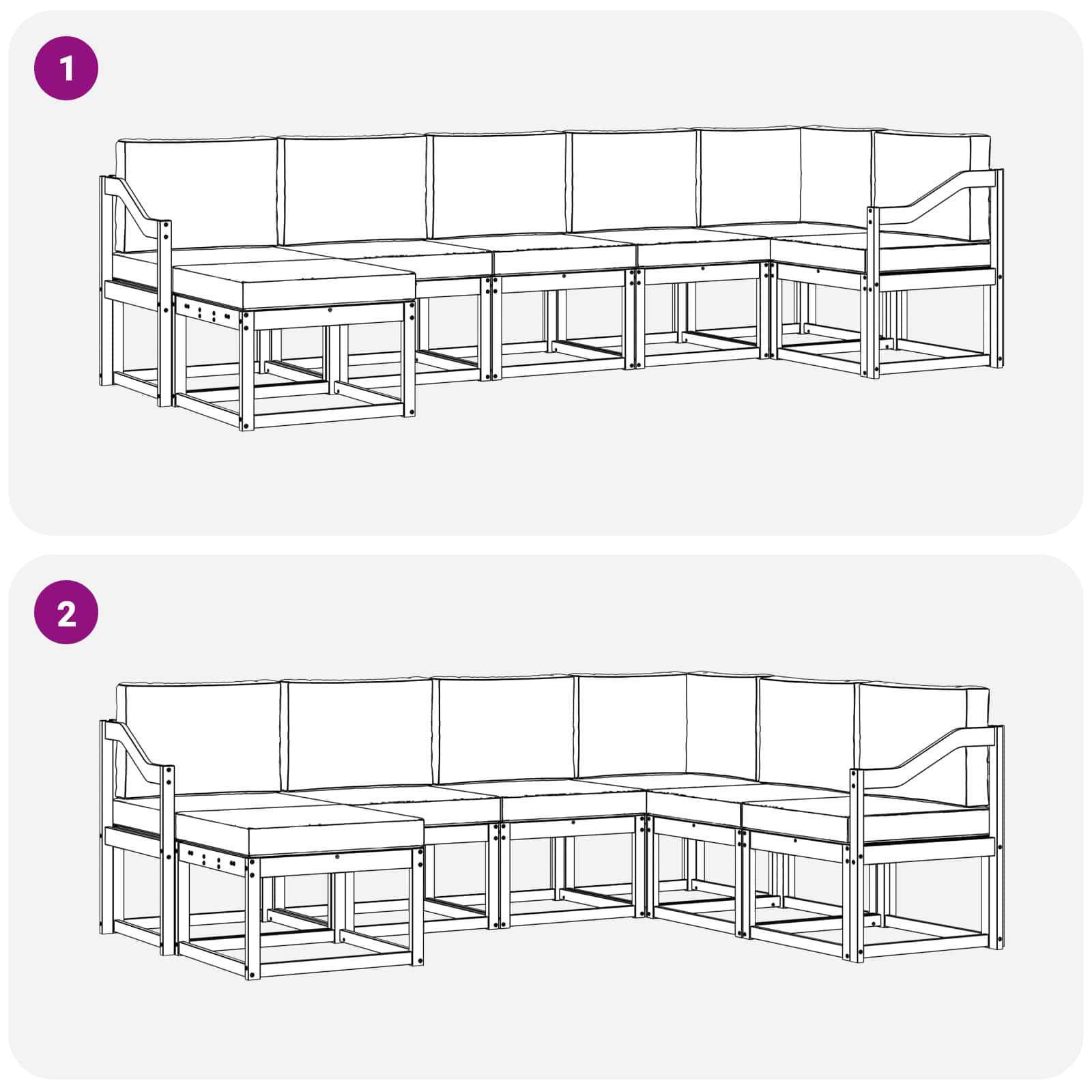 Udendørs sofagruppe med pude 7 pcs Hvid og antracit Polyester