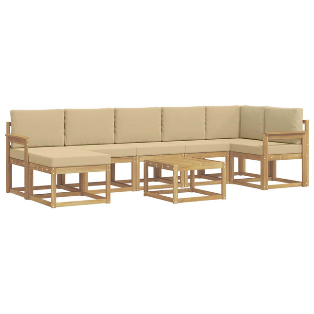 Udendørs sofagruppe med pude 8 pcs Hvid og Beige Polyester
