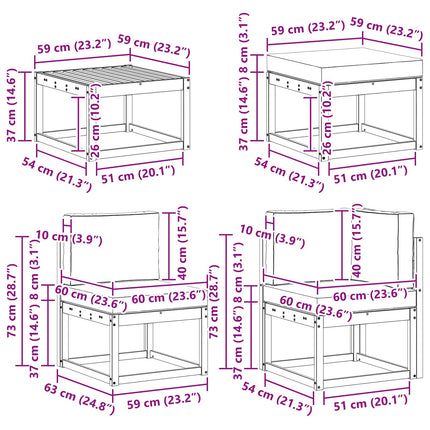Udendørs sofagruppe med pude 8 pcs Hvid og Beige Polyester