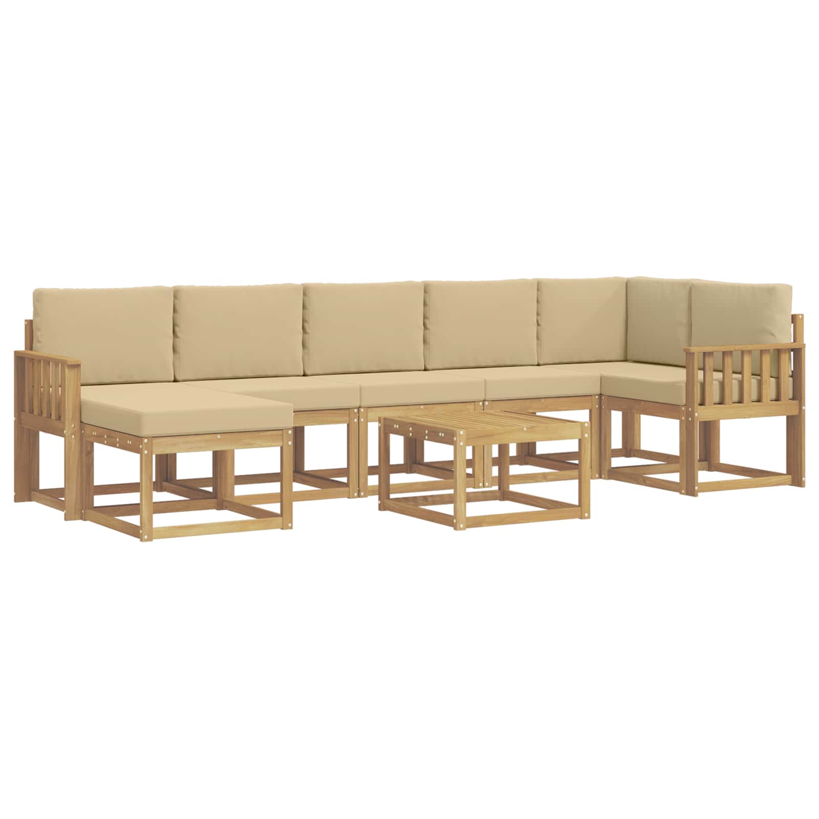 Udendørs sofagruppe med pude 8 pcs Hvid og Beige Polyester