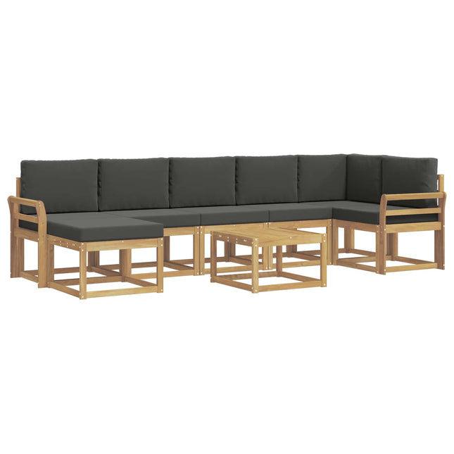 Udendørs sofagruppe med pude 8 pcs Hvid og antracit Polyester
