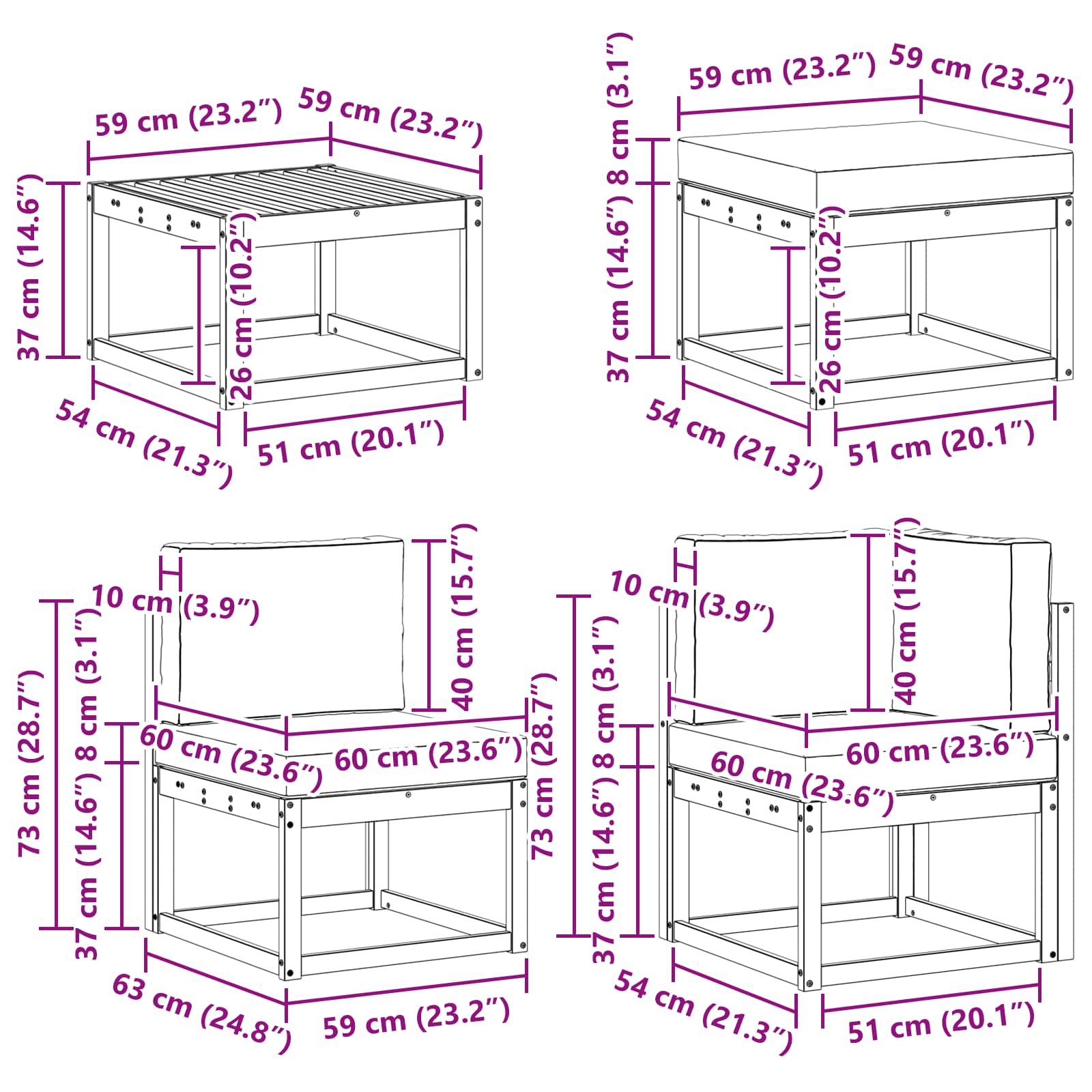 Udendørs sofagruppe med pude 8 pcs Hvid og Beige Polyester