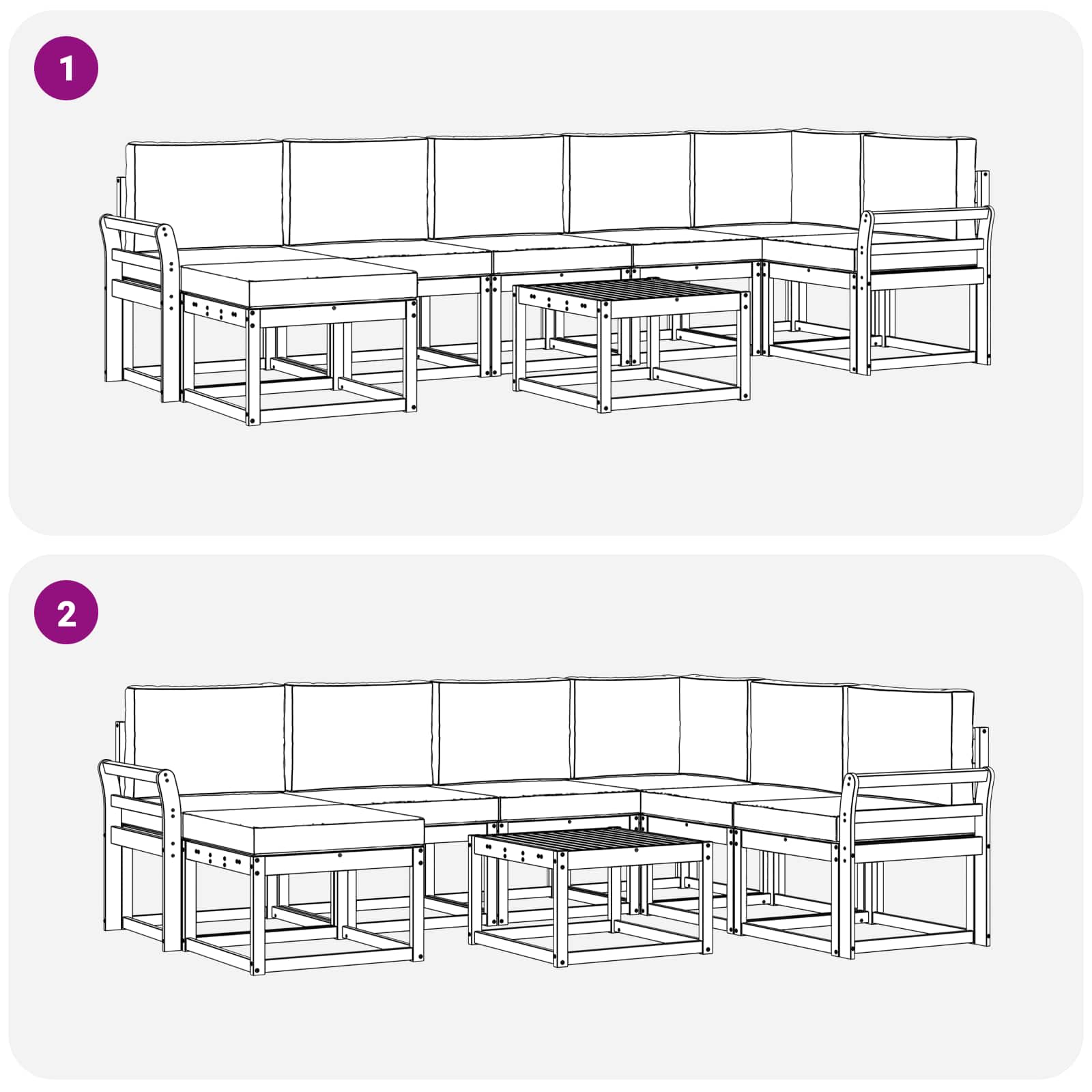 Udendørs sofagruppe med pude 8 pcs Hvid og Beige Polyester