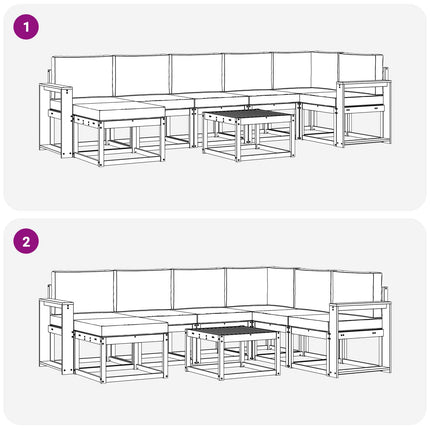 Udendørs sofagruppe 8 pcs Hvid og cremefarvet Polyester