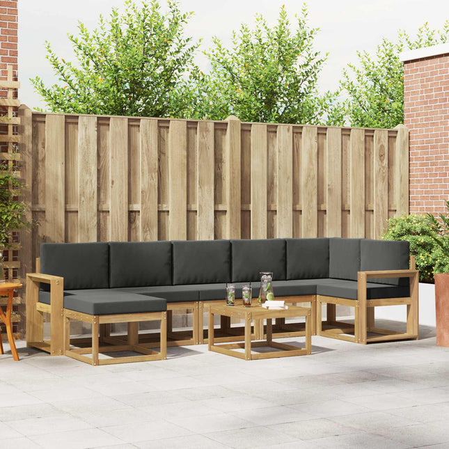 Udendørs sofagruppe med pude 8 pcs Hvid og antracit Polyester