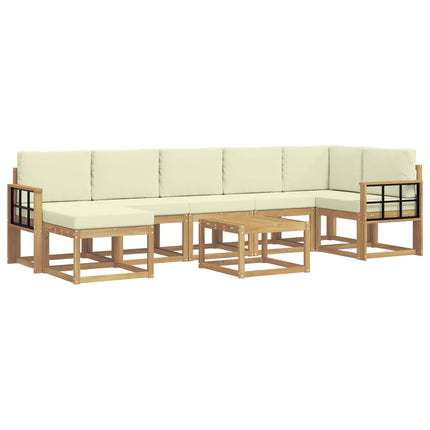 Udendørs sofagruppe 8 pcs Hvid og cremefarvet Polyester