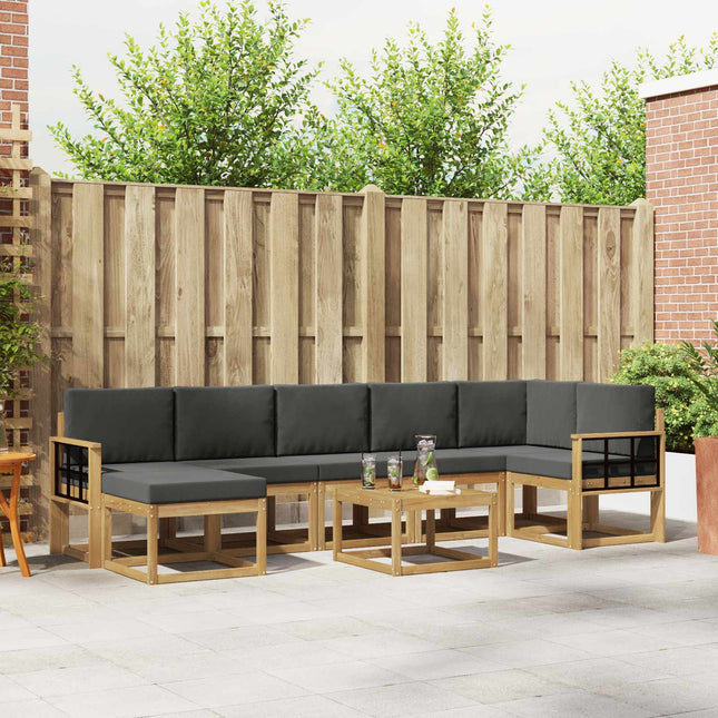 Udendørs sofagruppe med pude 8 pcs Hvid og antracit Polyester